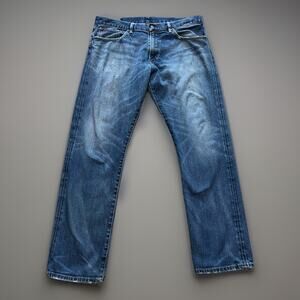 Polo Ralph Lauren Hampton Straight Blue Jeans Mens 36x32 (38) Distressed